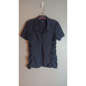 Athleta Birdie Grey Polo Sz Medium Side Rouching